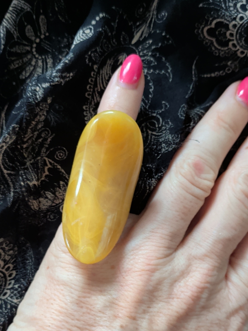 Yellow Amber Statement Ring